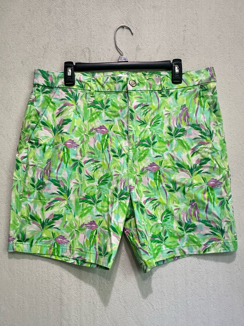 Stella Parker Women's Tropical Resortwear Green Palm-Print Shorts Sz 16